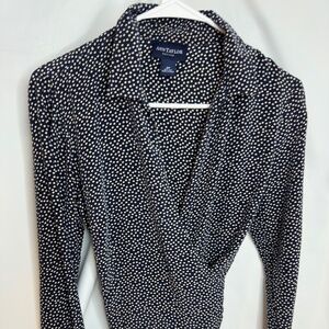 Ann Taylor Black and White Polka Dot Women's Top
